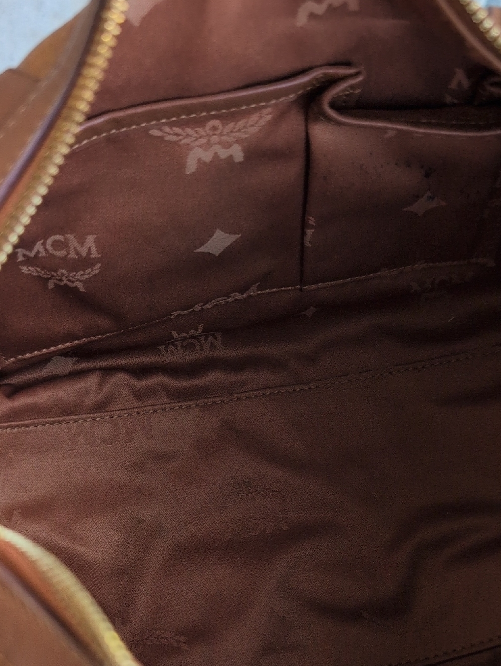 Authentic MCM Visetos Cognac One Pocket Boston Handbag In Great Condition! - Picture 10 of 15